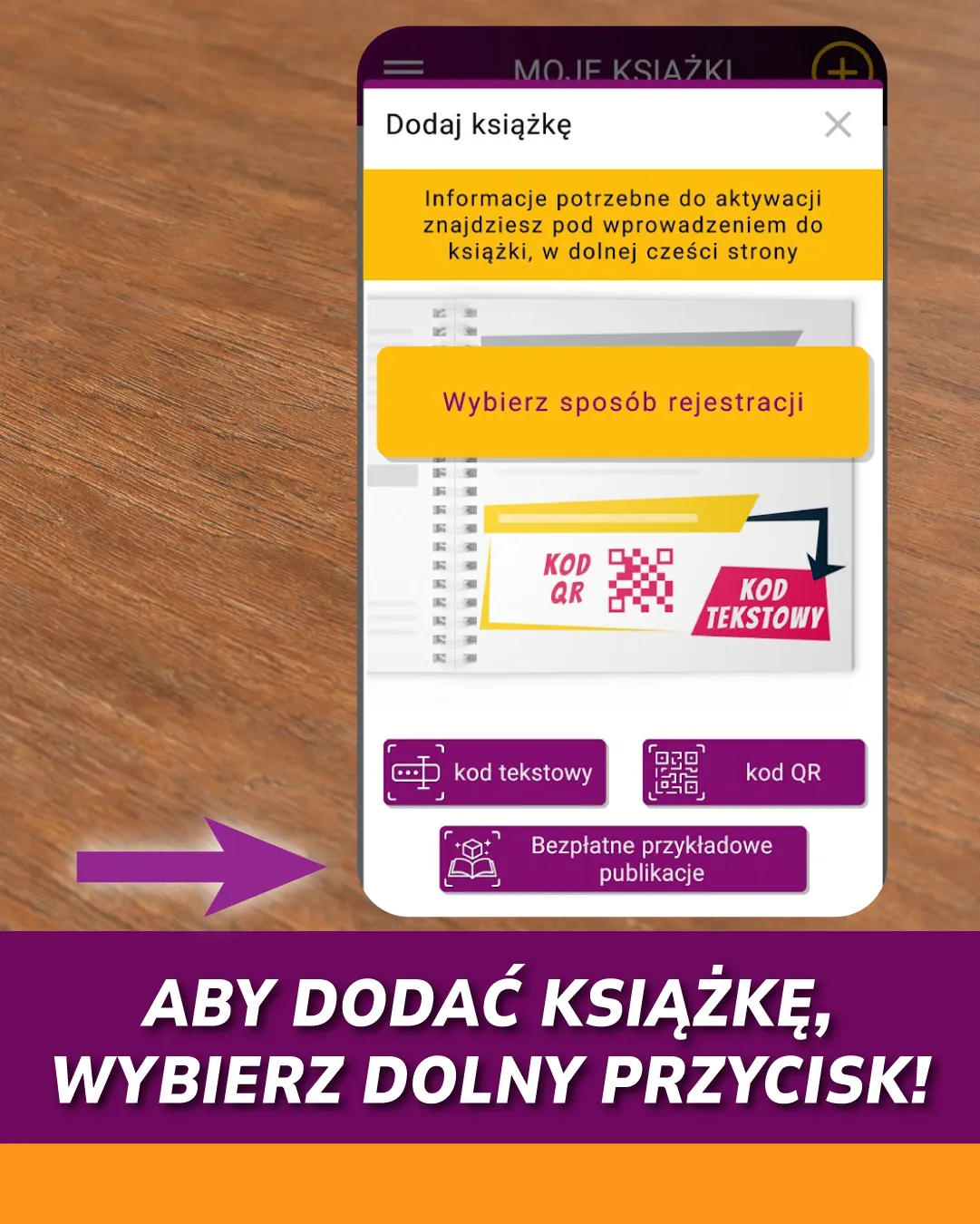 Aby dodać książkę, wybierz dolny przycisk!